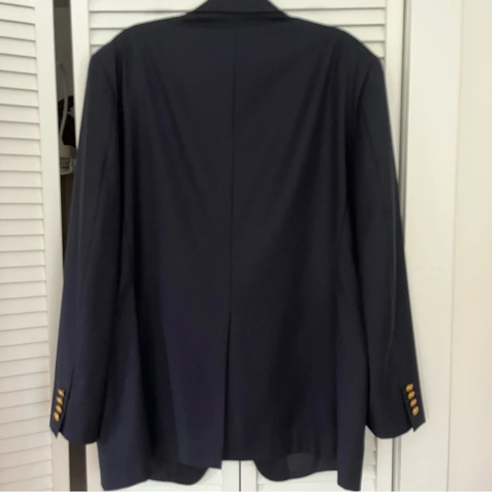 Lauren Ralph Lauren Gold Button Navy Blue Blazer Sz 44L